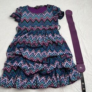 MyMichelle purple multicolor chevron print ruched dress